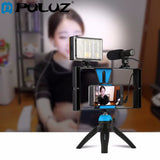 PULUZ Dual Handheld Filmmaking Recording Vlogging Video Rig Case Stabilizer Film Steady Handle Grip Rig for iPhone ,Smartphones